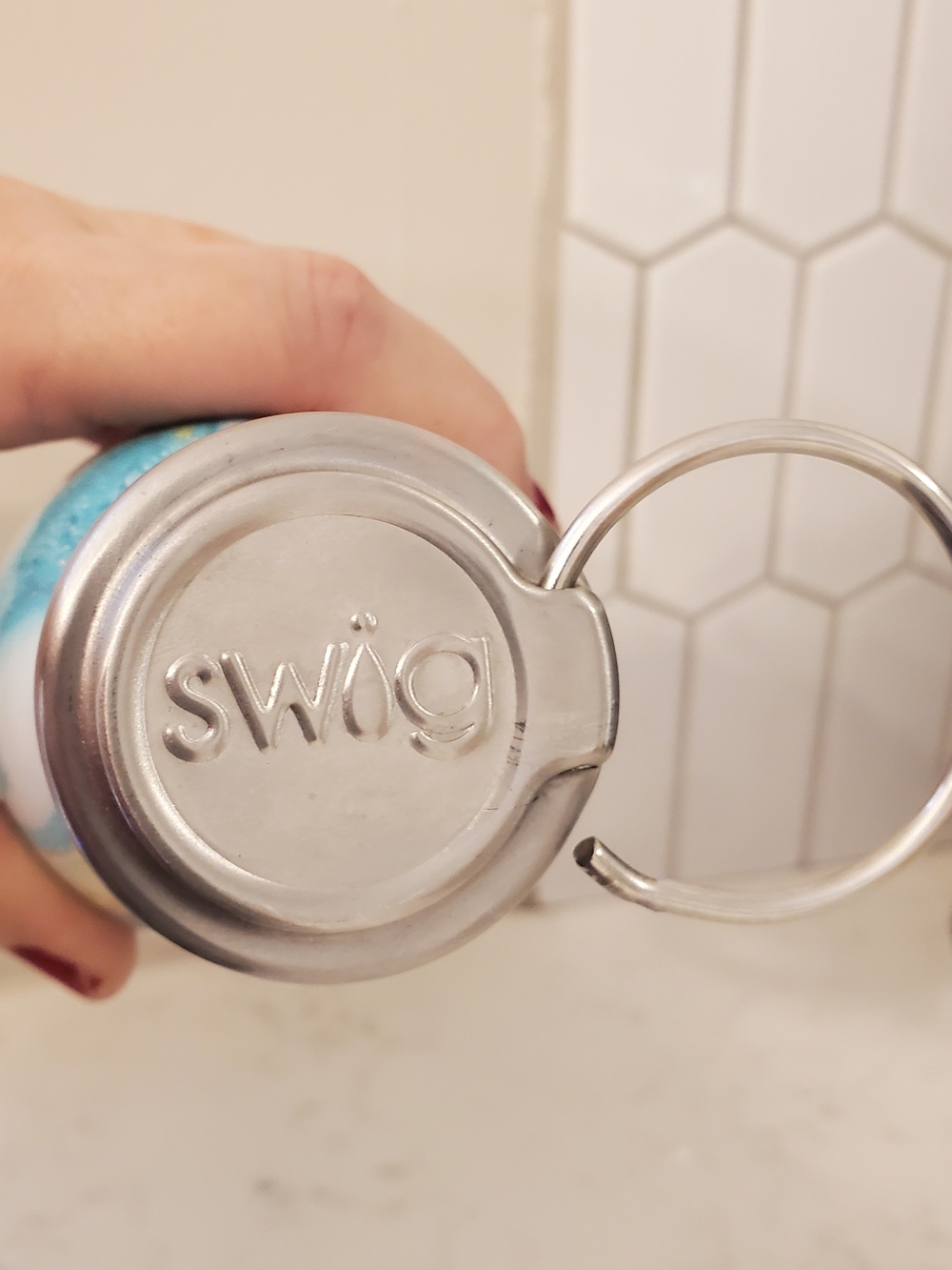 Swig Marble Swirl Stainless Water Bottle - Teal, White, Gold - Picture 4 of 11
